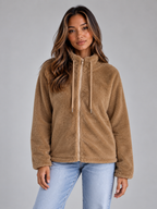 Cozy | Women's Soft High Neck Zip-Up Teddy Fleece Jacket