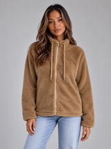 Cozy | Women's Soft High Neck Zip-Up Teddy Fleece Jacket