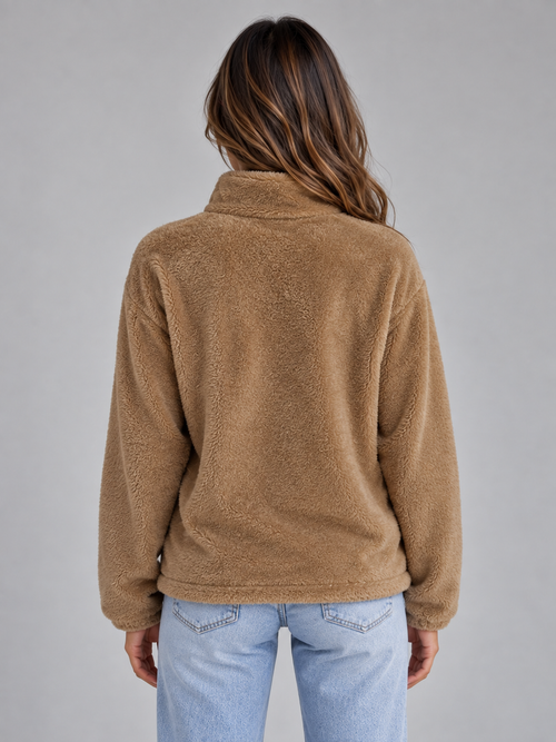 Cozy | Women's Soft High Neck Zip-Up Teddy Fleece Jacket
