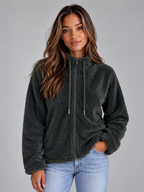 Cozy | Women's Soft High Neck Zip-Up Teddy Fleece Jacket