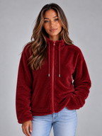 Cozy | Women's Soft High Neck Zip-Up Teddy Fleece Jacket