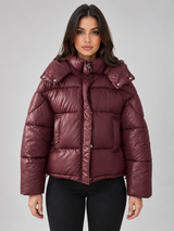 Women's Padded Full Zip Puffer Hooded Winter Jacket