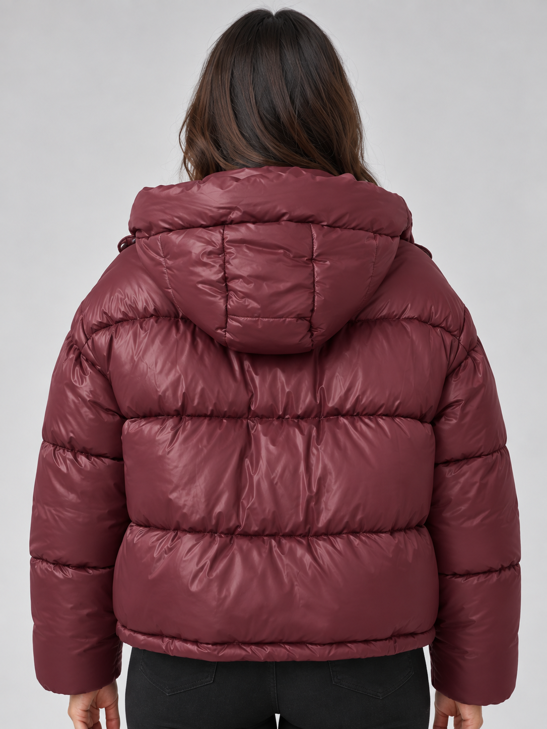 Women's Padded Full Zip Puffer Hooded Winter Jacket