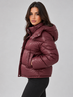 Women's Padded Full Zip Puffer Hooded Winter Jacket