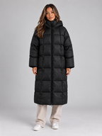 Cassidy | Women's Padded Long Hooded Full Zip Winter Puffer Coat