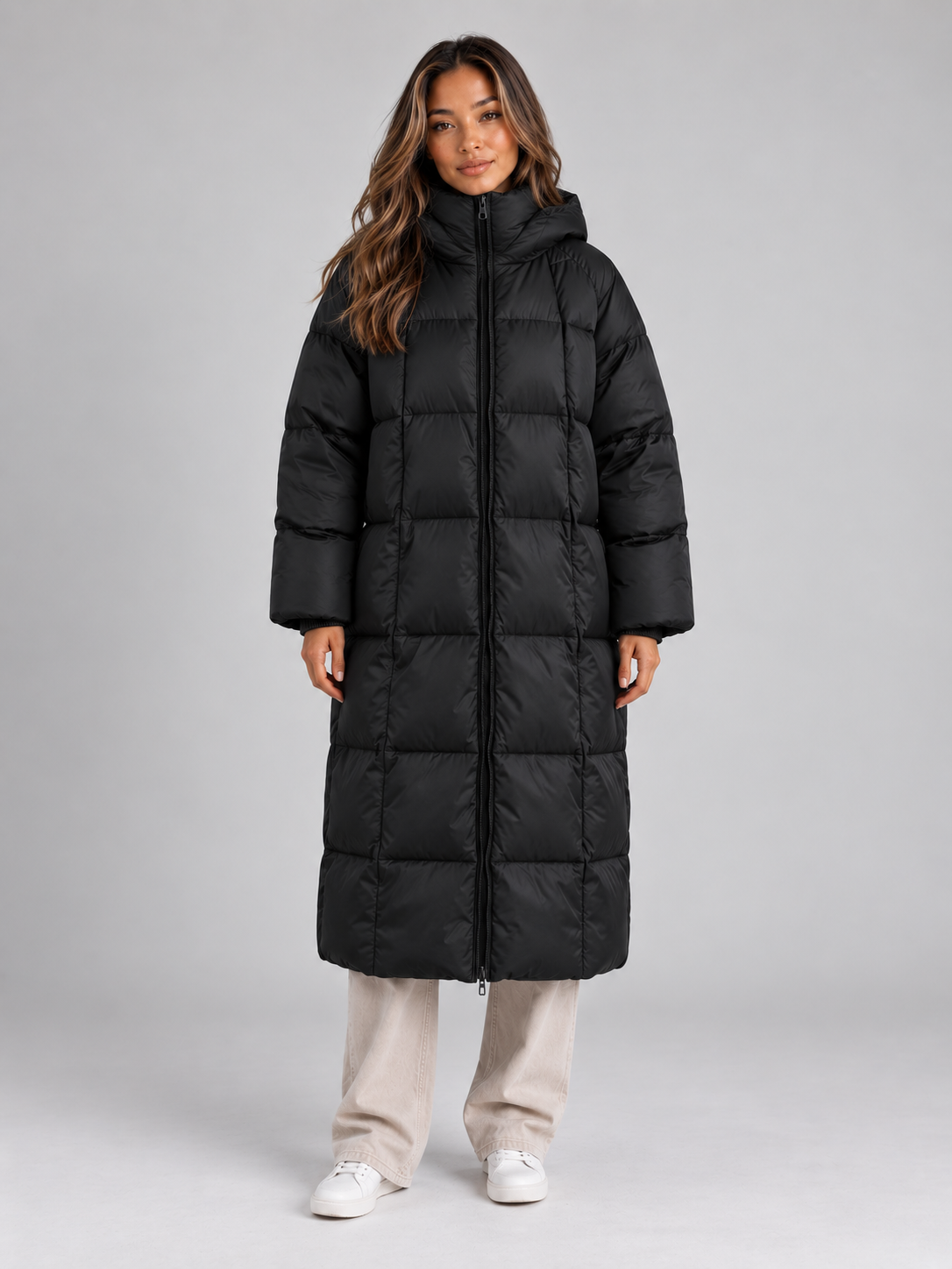Cassidy | Women's Padded Long Hooded Full Zip Winter Puffer Coat