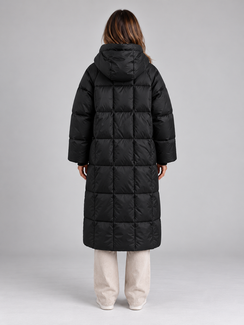 Cassidy | Women's Padded Long Hooded Full Zip Winter Puffer Coat