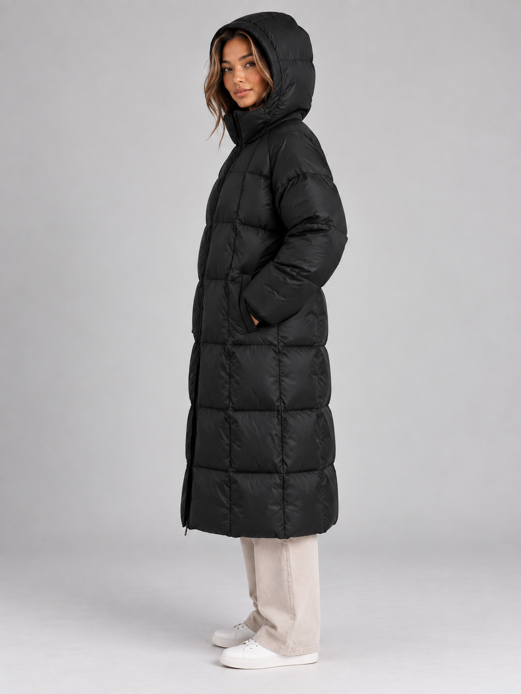 Cassidy | Women's Padded Long Hooded Full Zip Winter Puffer Coat