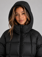 Cassidy | Women's Padded Long Hooded Full Zip Winter Puffer Coat